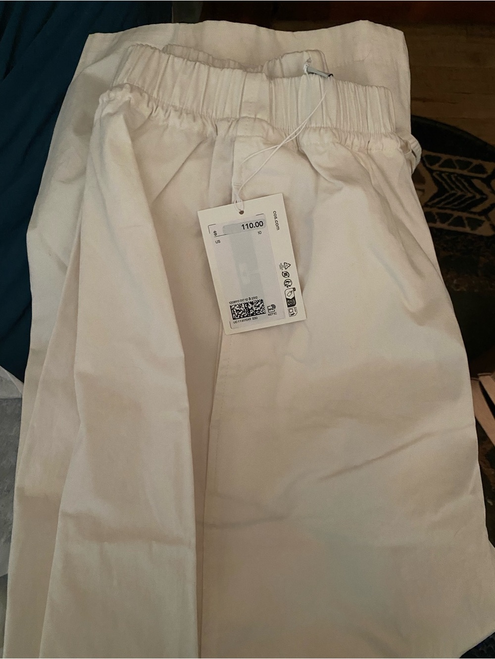 NWT viral Cos Elasticated Waist Barrel Pants- white- size 10 - Picture 5 of 6